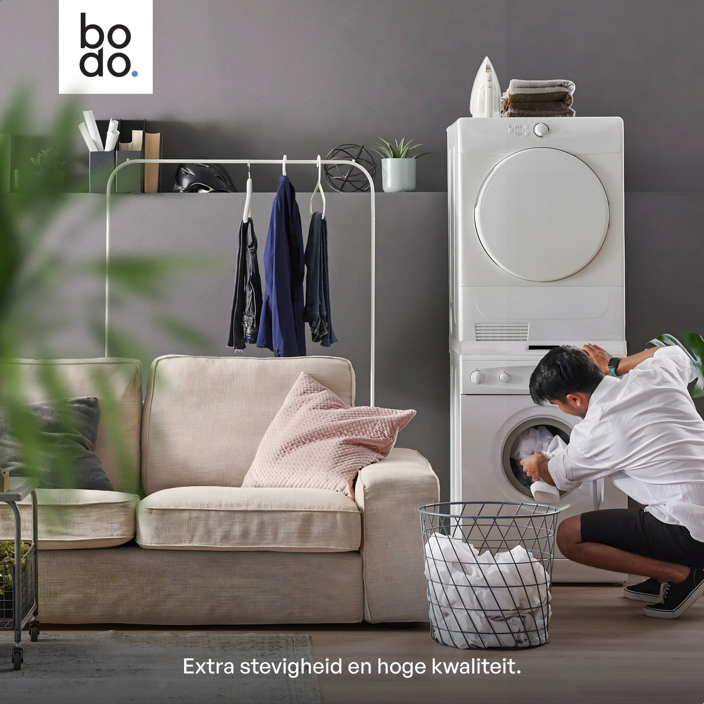 Bodo® Stapelkit - Uitschuifbare plank - Wasmachine en Droger - Universeel - Wit