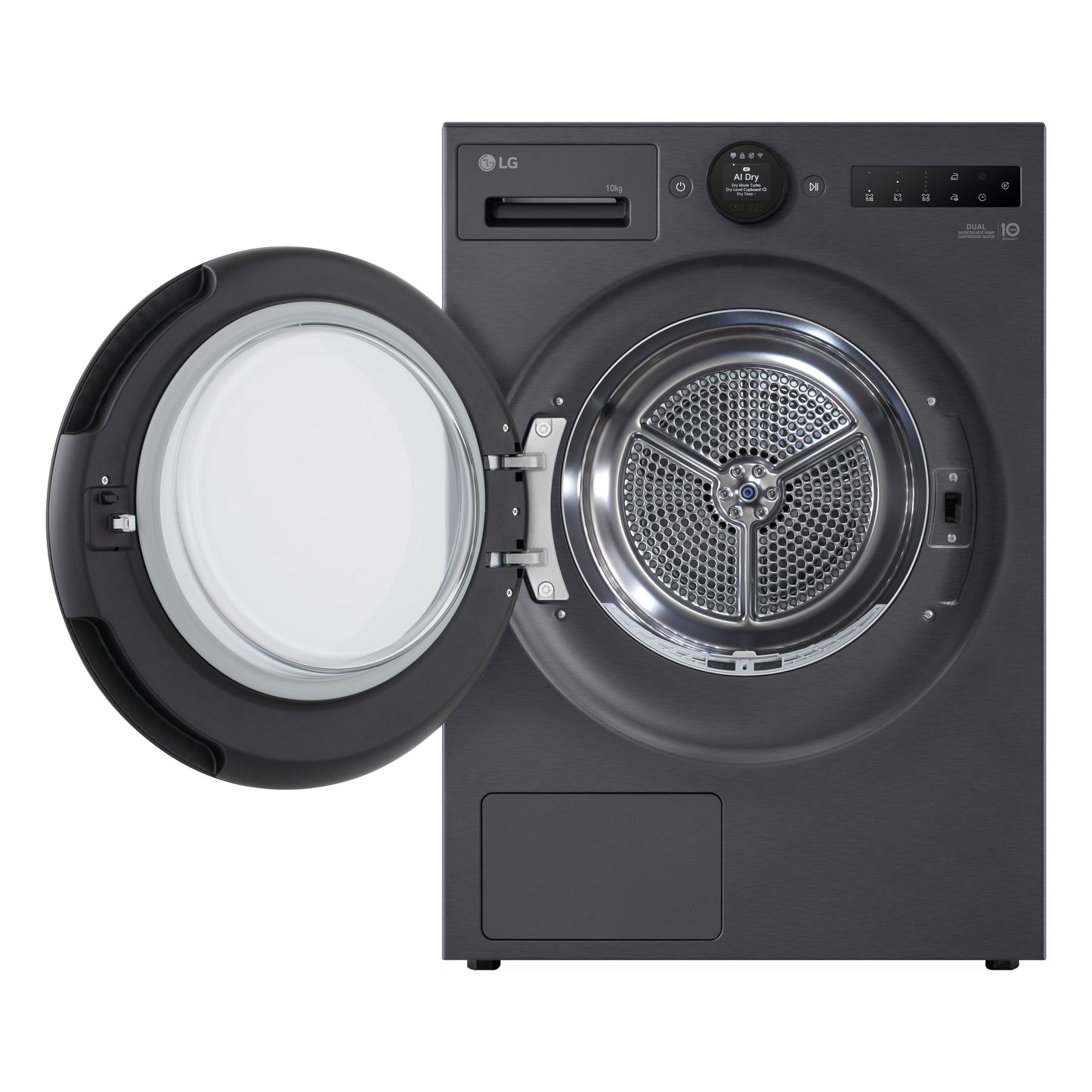 LG RT10X8B 10kg Warmtepompdroger Zwart | Zelfreinigende Condensor | Eco Hybrid™ | Dual Inverter Heat Pump