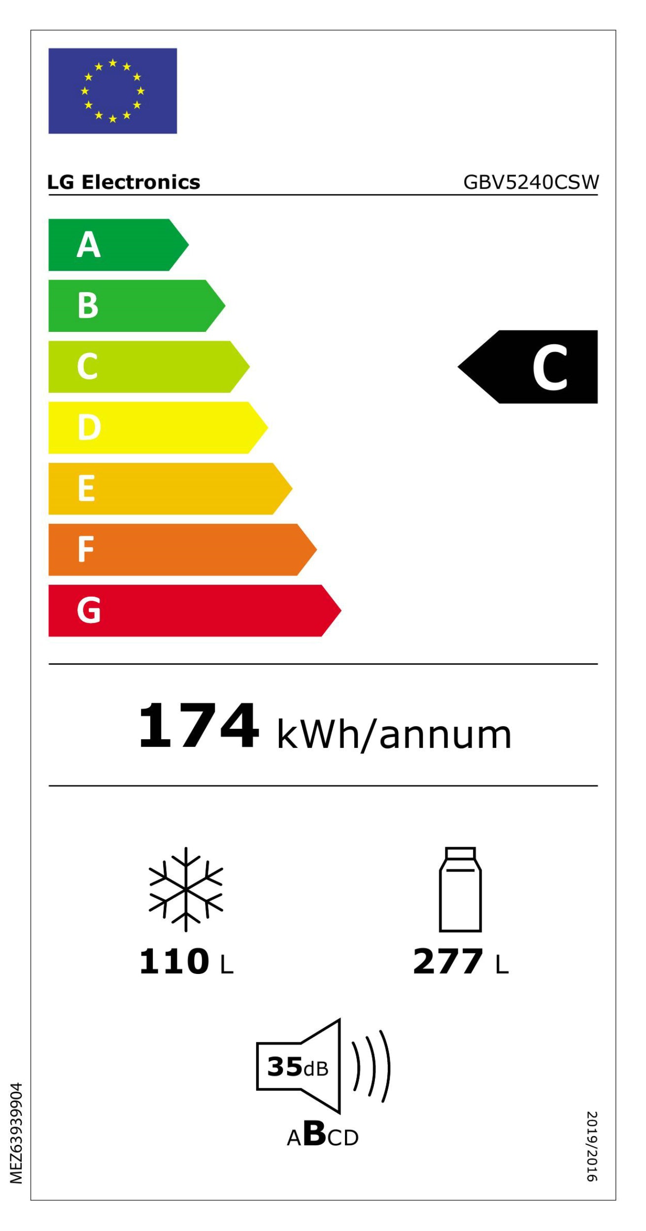 LG GBV5240CSW 387L Koel-vriescombinatie Wit | DoorCooling+™ | FRESHConverter™ | Smart Inverter Compressor™