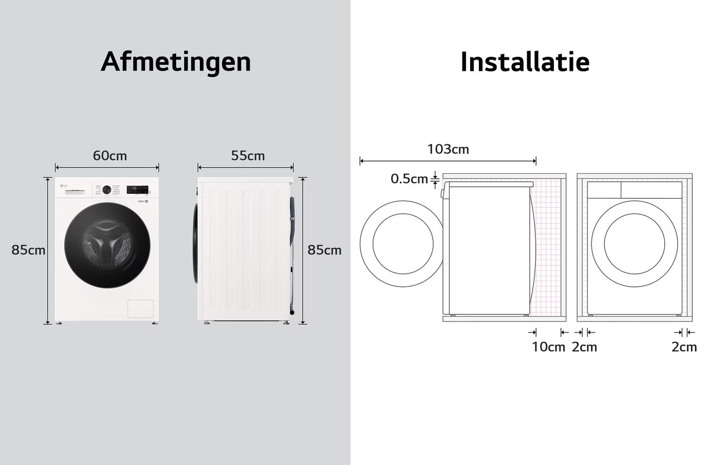 LG W4X1095NWB Was Droog Combi