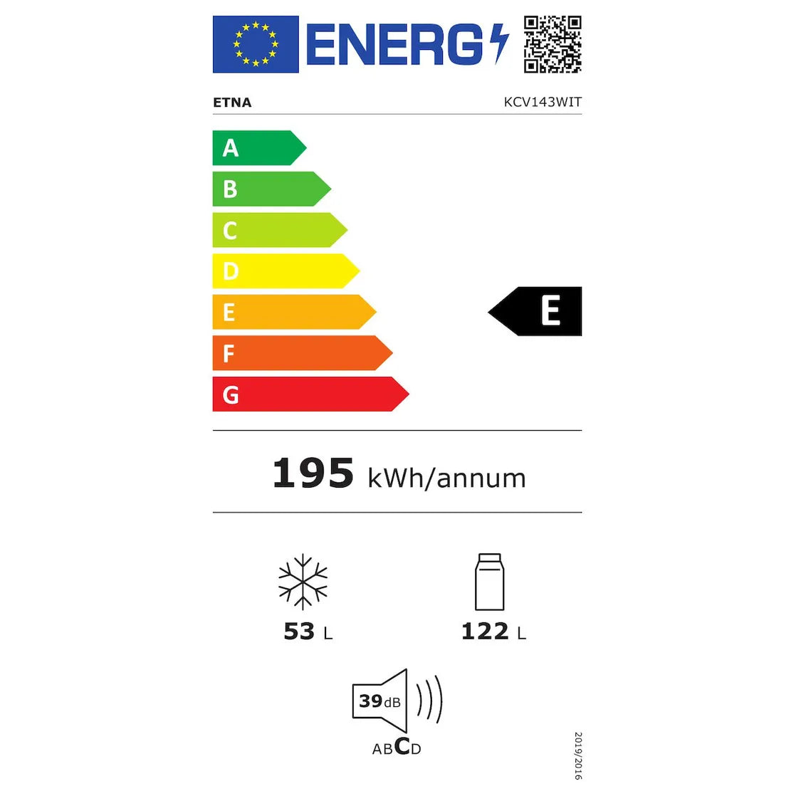 ETNA KCV143WIT | Koel-vriescombinatie