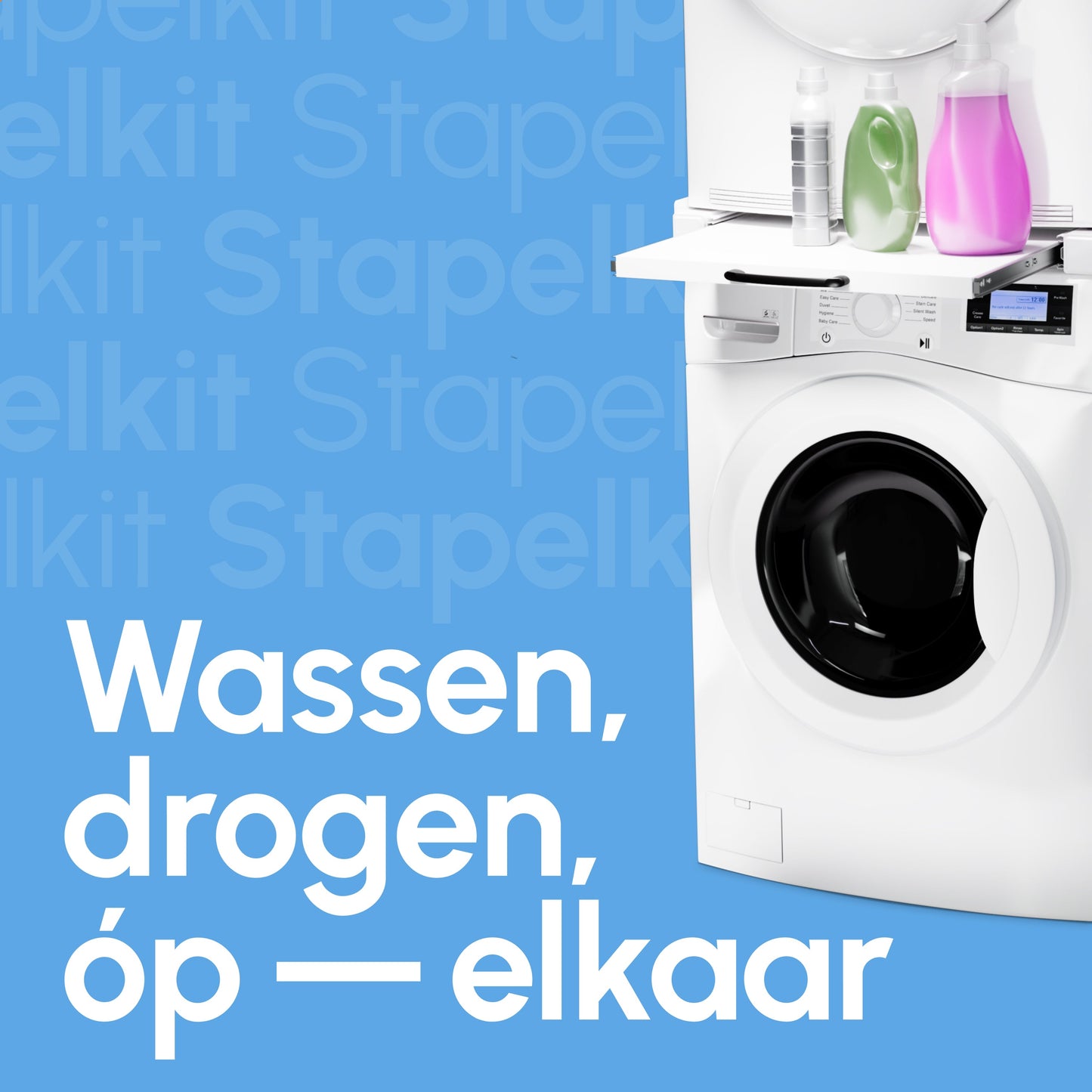 Bodo® Stapelkit - Uitschuifbare plank - Wasmachine en Droger - Universeel - Wit