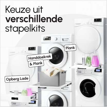 Bodo® Stapelkit - Uitschuifbare plank - Wasmachine en Droger - Universeel - Wit