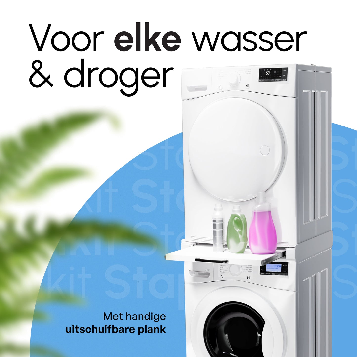 Bodo® Stapelkit - Uitschuifbare plank - Wasmachine en Droger - Universeel - Wit