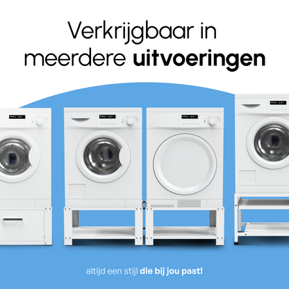 Bodo® - Wasmachine Verhoger - Dubbele Wasmachine Verhoger Met Legplank - Wasmachine opbouwmeubel - Wasmachine Sokkel - Universeel - Wit
