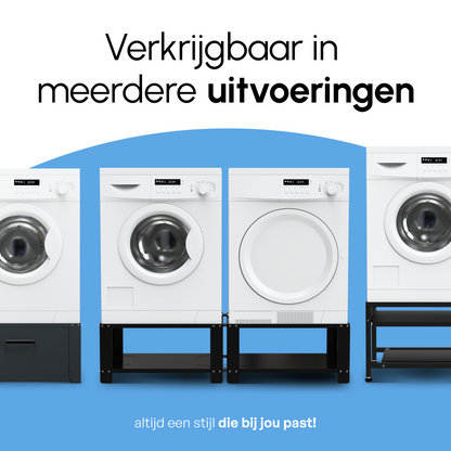 Bodo® - Wasmachine Verhoger - Dubbele Wasmachine Verhoger Met Legplank - Wasmachine opbouwmeubel - Wasmachine Sokkel - Universeel - Zwart