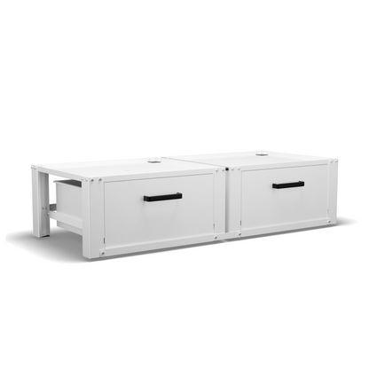 Bodo® - Wasmachine Verhoger - Dubbele Wasmachine Verhoger Met Opberglade - Wasmachine opbouwmeubel - Wasmachine Sokkel - Universeel - Wit