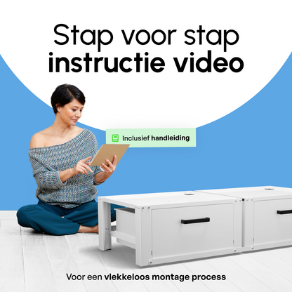 Bodo® - Wasmachine Verhoger - Dubbele Wasmachine Verhoger Met Opberglade - Wasmachine opbouwmeubel - Wasmachine Sokkel - Universeel - Wit