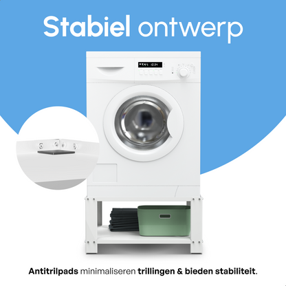 Bodo® - Wasmachine Verhoger - Wasmachine opbouwmeubel - Wasmachine verhoger met Legplank - Wasmachine Sokkel - Universeel - Wit