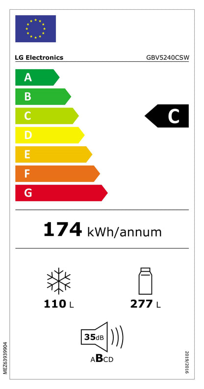 LG GBV5240CSW 387L Koel-vriescombinatie Wit | DoorCooling+™ | FRESHConverter™ | Smart Inverter Compressor™