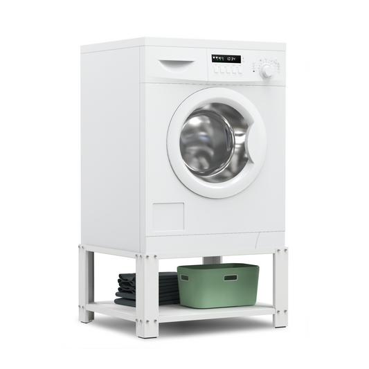 Bodo® - Wasmachine Verhoger - Wasmachine opbouwmeubel - Wasmachine verhoger met Legplank - Wasmachine Sokkel - Universeel - Wit