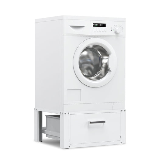 Bodo® - Wasmachine Verhoger - Wasmachine Verhoger Met Opberglade - Wasmachine opbouwmeubel - Wasmachine Sokkel - Universeel - Wit
